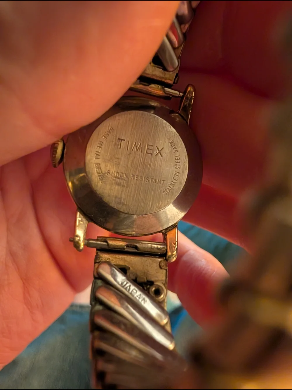 Vintage Timex Shock Resistant Women's Watch with Stretch Band